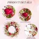 WDS WONDROUS 18.8 Inch Valentine's Day Wreath, Red Pink White Tulip Heart Wreath for Front Door Decor, Spring Wedding Anniversary Party Decoration