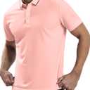 MagnaMan Slim Fit Short Sleeve Polo Shirts for Men - Cotton, Business Casual Stretch Shirt, Breathable Golf & Office Wear (L)