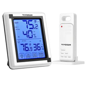 VIVOSUN Indoor Outdoor Thermometer Wireless Digital Hygrometer Temperature and Humidity Monitor with Touchscreen LCD Backlight, 200ft/60m Range, Battery Included