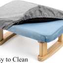 Lawei Small Footstool Ottoman, Rectangle Fabric Foot Stool Rest with Wooden Legs and Non-Slip Soft Padding, Modern Footstools Step for Couch, Desk, Office, Living Room, Bedroom, Entryway, Dogs, Gray (9.84"D x 15.35"W x 6.69"H)