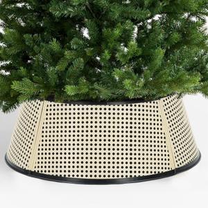 SUNNYPARK Metal Christmas Tree Collar Decoration, 23.5 Inches Diameter Indoor Outdoor Cream Tree Collar for Artificial Trees Christmas Tree Ring for Holiday Party Decoration