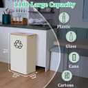 iEGrow 29 Gallons Recycling Bins for Kitchen, Indoor Recycle Bins with Lid, 110L Large Recycle bin with 2 Removeable Reusable Inner Bags, for Bottles Cans Glass Plastice Cartons(Beige)