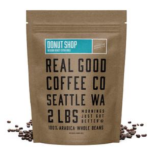 Real Good Coffee Company Real Good Coffee - Whole Bean Coffee - Donut Shop Medium Roast 100% Arabica Fresh Roasted in Seattle - 2Lbs (32 Ounce (Pack of 1))