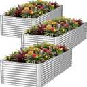 3pcs Tall Galvanized Raised Garden Bed Outdoor,Steel Garden Bed for Vegetables,Above Ground Garden Box for Flower,Metal Raised Beds for Gardening - 4x2x1.5ft