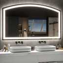 Hasipu 60 x 36" Arch LED Bathroom Mirror, Frontlit Wall-Mounted Vanity Mirror with Lights, Defogging, Smart Touch, Dimmable 3 Color Modes, Safety Shatterproof Glass Coating