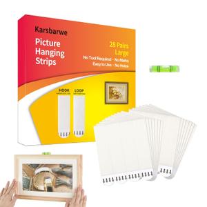 2 x 28-Pairs(56 Strips) Large Picture Hanging Strips Heavy Duty, Picture Hanging Kit, Hang Pictures on Wall Without Nails, No Hole Picture Hangers, Removable Adhesive Strips for Frame Hanging