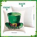 Artscope St Patricks Day Clover Green Hat Throw Pillow Covers 18x18 Inch Set of 2, Polka Dot Shamrock Holiday Decoration Pillow Cases for Home Sofa Couch