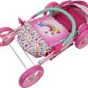 Baby Alive Deluxe Doll Pram - Pink & Rainbow - Includes Handbag, Fits 18" Dolls, Large Canopy, Storage Basket, Bassinet - Pretend Play for Kids Ages 3+