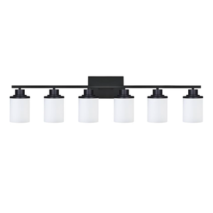 6-Light Bathroom Vanity Light with Milky White Glass Shade, Brushed Nickel Modern Vanity Lights for Bathroom Indoor Wall Mount Lights for Dressing Room Kitchen Hallway