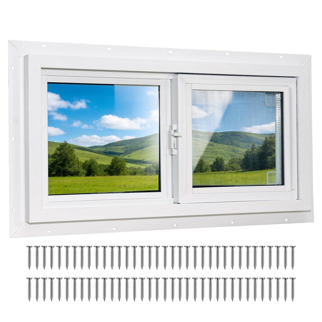 Yuzzy 48" x 12" Vinyl Windows for Basement, Bathroom, Garage, Shed, Home