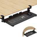WALI Keyboard Tray Under Desk, Pull-Out Keyboard & Mouse Tray with 45 Adjustable C-Clamp, Ergonomic Platform Computer Drawer for L Shaped & Flat Desk 26.4" x 11.8" (KBT001-B), Black