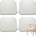 Sintuff 4 Pcs Wishbone Chair Cushions for Dining Chairs, PU Leather Seat Pads with Soft Foam, Compatible with Hans Wegner Style Y Chair, White