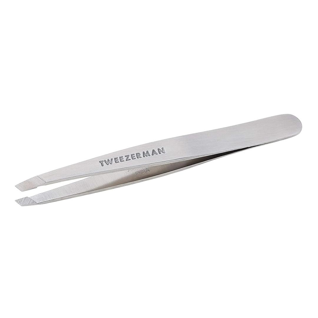 Tweezerman Stainless Steel Slant Tweezer - Eyebrow Tweezers for Women and Men (Classic Stainless)