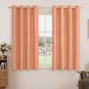 LAMIT Thermal Linen Curtains 54 Inch for Windows, Linen Textured Light Filtering Curtains Gromment Privacy Boho Panels for Loft Room/Bedroom, Set of 2 Panels, W52 x L54, Terracotta