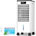 Feculs Portable Air Conditioners No Windows Needed, 3-IN-1 Swamp Cooler, Evaporative Air Cooler, 4 Modes & 3 Speeds, 2-Gal Water Tank for Long Cooling, Max 20 FT/S Remote Control, 12 Hours Timer, Medium