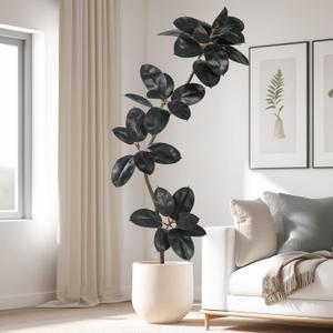 5.2ft Artificial Rubber Tree Faux Plants Indoor Faux Floor Artificial Trees Indoor,Fake Plant Fake Tropical Plants,Large Floor,Real Touch Rubber Tree for Home Decor (Purple)