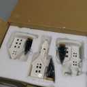 DN DECONATION Light up Christmas Decor Ceramic Village Houses, 3Pcs White Christmas Porcelain Villages with Frosted Trees, Holiday House Figurines Xmas Village Sets for Winter Table Decoration Indoor