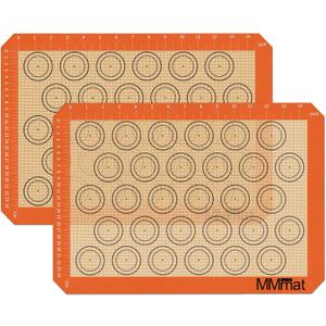 Silicone Baking Mat - Best German Silicone - Non Slip Silicone Baking Sheet, Non Stick Reusable Silicone Mats For Baking, Oven Liner, Counter Mat, 2 Half Sheets Macaron Baking Mats