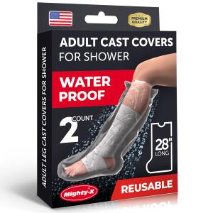 100% Waterproof Cast Covers for Shower Leg - Tight Seal - Reusable Adult 2pk Half Leg Cast Protectors - Knee, Ankle, Foot