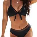 Blooming Jelly Women 2 Piece Bikini Set Sexy Mesh Swimsuit Push Up Bathing Suit Cheeky Swim Suits Swimwear 2025(XL,Black)