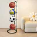 2024 New Ball Storage Rack4 Tier Cube Ball Storage HolderBasketball Football Holder Carbon Steel Heavy Duty Basketball Stand Painted Nail-Free Multi-Purpose Vertical Ball Rack