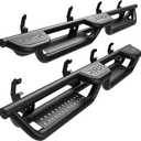 OEDRO Wheel to Wheel Running Boards Compatible with 2019-2026 Chevy Silverado & GMC Sierra 1500, 2020-2026 2500HD 3500HD Crew Cab, Bed Access Side Steps, Two Stairs Nerf Bars Black Powder Coated Rails