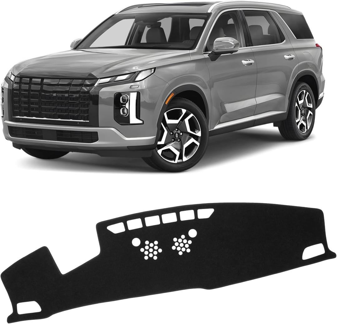 KUST Car Dash Cover for Hyundai Palisade 2020-2024 2025 (SE SEL) (with HUD) Non-Slip Dashboard Cover Polyester Center Console Dash Cover Interior Accessories for Palisade Custom Fit Dash Mat Black