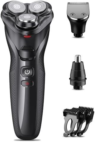 Electric Razor for Men, rategist Rechargeable Electric Shaver, Waterproof Wet Dry Cordless Razor, Adjustable Speeds, with Nose Hair Trimmer, Sideburns Trimmer