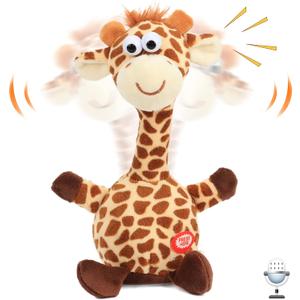 Hopearl Talking Giraffe Repeats What You Say Shaking Head Electric Interactive Animated Toy Speaking Plush Buddy Gift for Toddlers, 9.5''