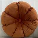 Round Cushions Pillows Solid Color Velvet Chair Sofa Pumpkin Throw Pillow Pleated Round Pillow for Home Bed Car Decor Floor Pillow Cushion(Orange,Diameter 15")