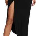Women's Summer 2025 Fashion Trendy Skirt Sexy Slit Thigh Solid Color Long Skirt, Black, Medium 