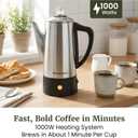 Elite Gourmet 6-Cup Electric Coffee Percolator Stainless Steel, Fast Brewing, Keep Warm with Auto Shut-Off, Clear Brew Progress Knob, Cordless Serving Base, Reusable Filter, 1000W