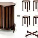 Stackable Dining Stools Set of 4, 18" Solid Wood Nesting Stools with Wheels