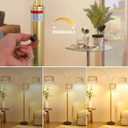Modern Gold Floor Lamp for Bedroom, Arc Standing Lamp for Living Room, Dimmable Boho Rattan Tall Lamp, Farmhouse Floor Lamps for Office Decor, Height Adjustable Arched Lamp, Over Couch Reading Lamp