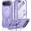 FNTCASE for iPhone Air Phone Case: Magnetic Phone Cases with [Ring Kickstand] [Built-in Screen Protector] [Heavy Duty Military Grade Protection] Drop Proof Rugged Protective Hard Cases Purple