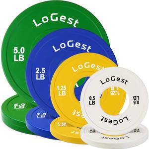 LoGest Olympic Change Weight Plates Set - For Weightlifting, Powerlifting or Gymnastics - 8-Piece Set Fractional Weight Plates - 0.5LB 1.25LB 2.5LB 5LB Pair Cross Training Bumper