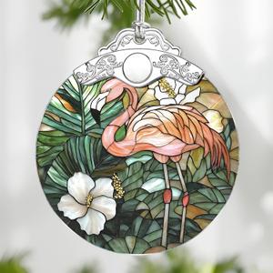 3 Packs Flamingo Stained Glass Ornament, Christmas Ornaments Christmas Tree Decorations, Holiday Decor, Stocking Stuffer, Gift Idea, Gifts for Flamingo Lover, Friend, and Family