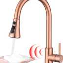 TUTEW Touchless Kitchen Faucet with Pull Down Sprayer, Red Copper Motion Sensor Kitchen Sink Faucet Single Hole, Spot Resist Stainless Steel Single Handle Commercial Modern Faucet