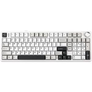 Aula F99 PRO 96% Mechanical Gaming Keyboard, BT5.0/USB-C/2.4GHz Wireless, Hot Swappable Gasket Custom Keyboard with 8000mAH Battery, Rotary Knob, RGB Backlit for Win/Mac (White Grey)