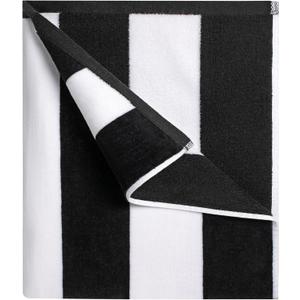 cabanana Large Oversized Beach Towel - 35 x 70 Inch Cotton Pool Towel, Black Striped Soft Cabana Swim Towel