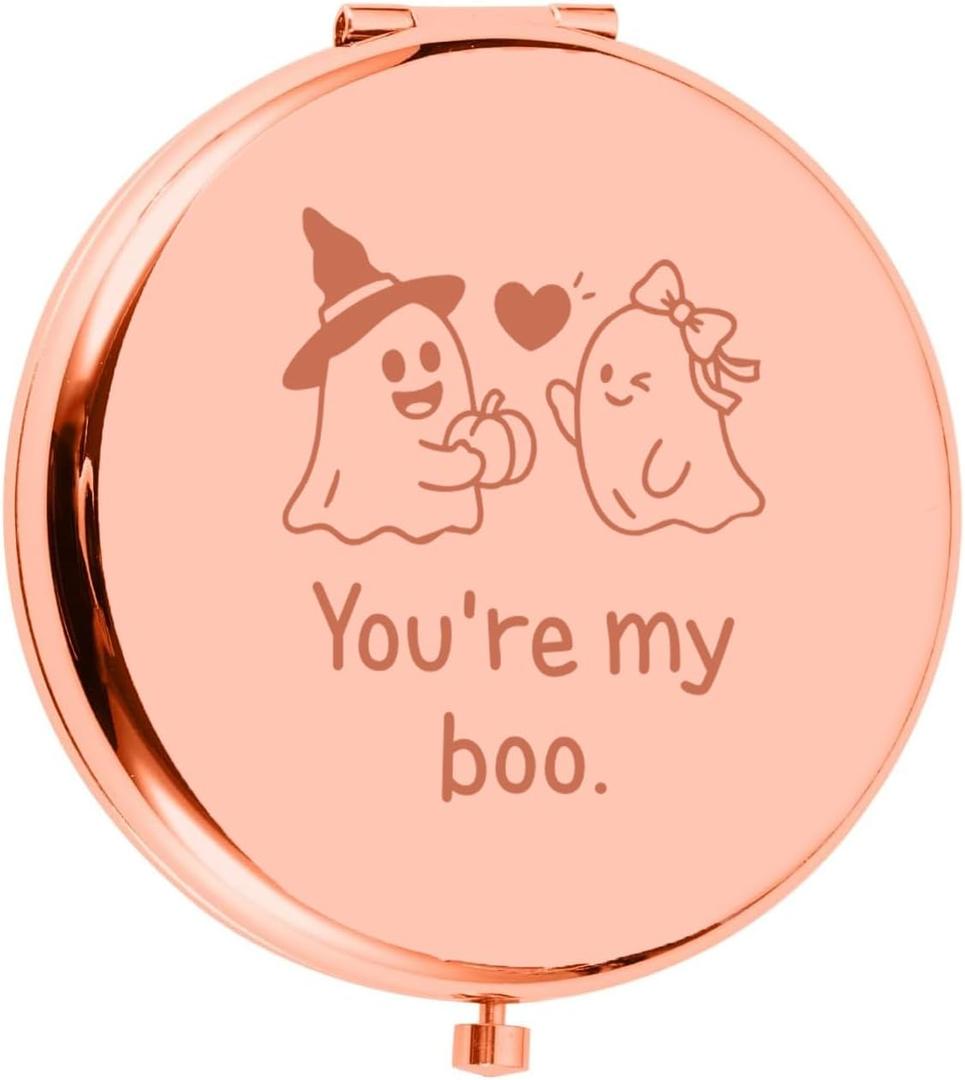 ACCOLIAMBER Boo Basket Stuffers for Women Her Compact Mirror for Women Girlfriend Halloween Party Supplies Spooky Basket Stuffers Anniversary for Wife Christmas Stocking Stuffers Valentines