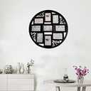 MKUN 4x6 Wall Collage Picture Frames 4X6- Round Circular Wall hanging Picture Photo Collage Frame with Leaf Decoration, 9- Opening (Black)