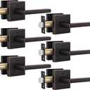 Goldenwarm Oil Rubbed Bronze Door Handles Interior, Privacy Bronze Interior Door Handles, Square Door Lever Interior for Bedroom Bathroom (6 Pack)