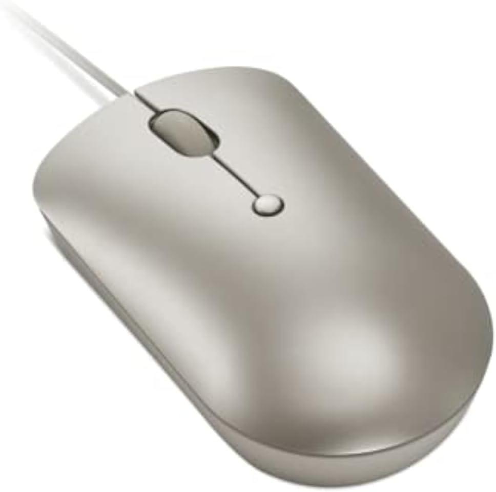 Lenovo 540 USB-C Wired Connection Computer Mouse for PC, Laptop, Computer with Windows or Chrome OS - Ambidextrous Design - 4 Button - Compact Size -Sand