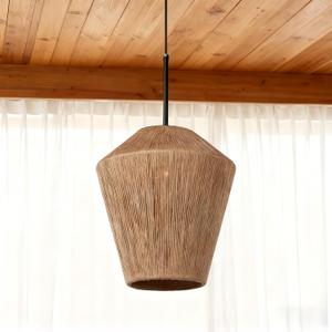 Boho Woven Pendant Lights, Rustic Natural Handwoven Hemp Pendant Light, Farmhouse Ceiling Light for Dining Room, Bar, Living Room