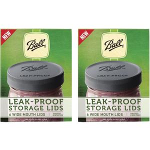 Ball Leak-Proof Plastic Lids for Glass Mason Jars, Used for Canning, Pickling, Juice, Jam, Jelly (Wide, 6 Count (Pack of 2))