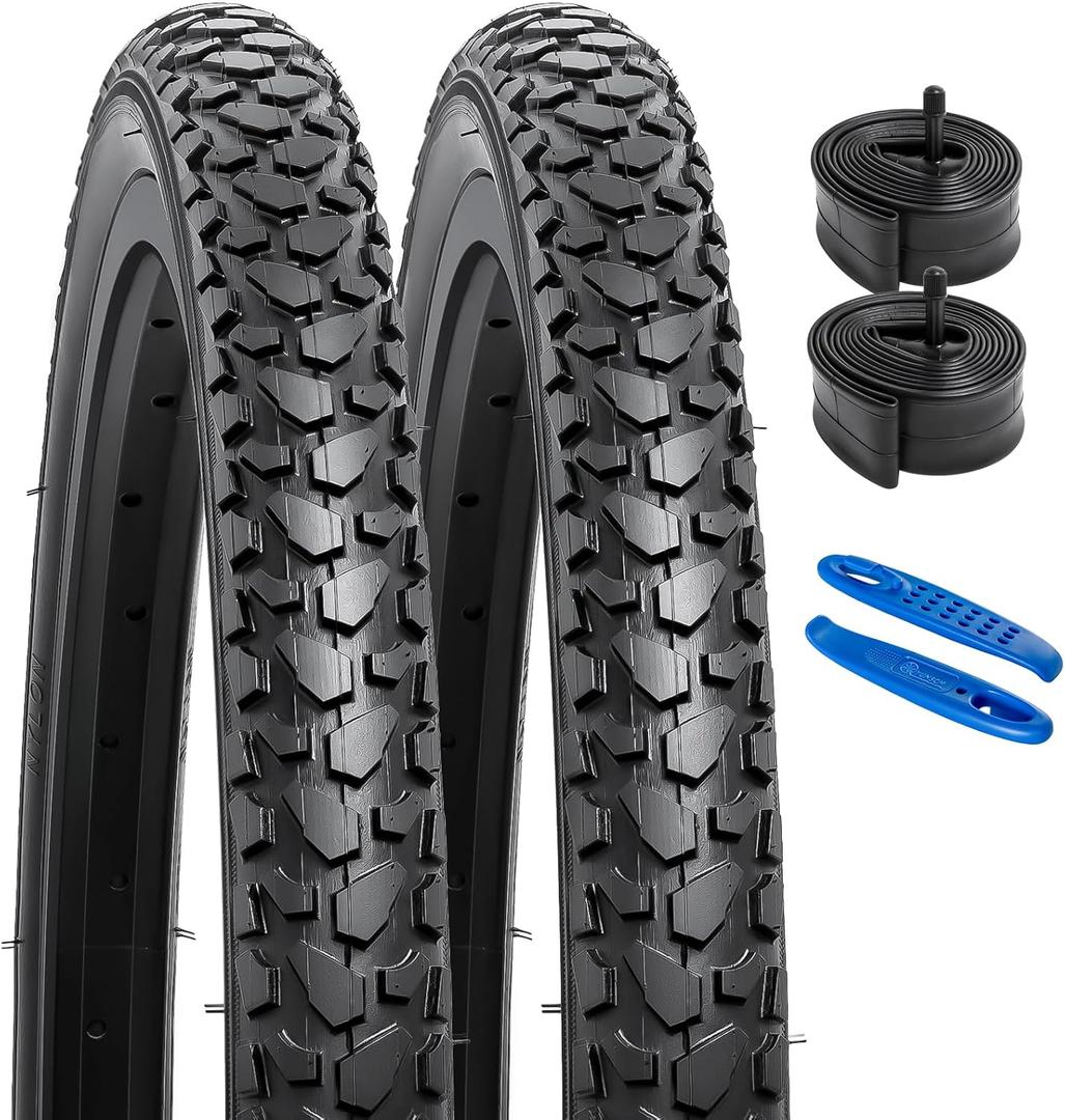 YUNSCM 2-PCS 20" Bike Tires 20x1.75/47-406 and 20" Bike Tubes Schrader Valve Compatible with Mountain Bike 20 x 1.75 20X1.75 Bicycle Tires and Tubes (Y-672)