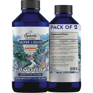 Colloidal Silver Liquid 10 PPM, Nano Silver Liquid Water Drops - 16oz, 2 PK (EXP 05/01/29)
