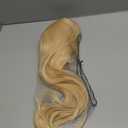 Maycaur Blonde Synthetic Hair Wigs with Full Bangs #613 Color Long Straight Women's Wig Heat Resistant Synthetic No Lace Wigs for Fashion Women