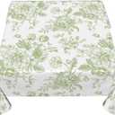 Sage Green Floral Tablecloth 60x60 Inch Square Vintage Chinoiserie Flower Green Toile Table Cloth Spring Decorative Polyester Stain Resistance Table Cover for Party Picnic Kitchen Decor